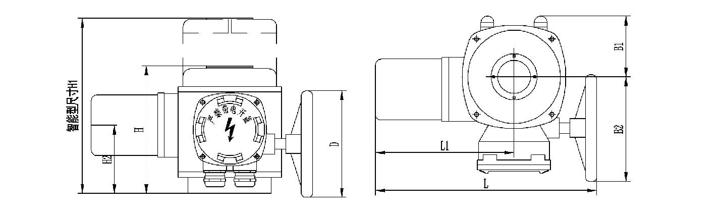 Q型角行程電動(dòng)執(zhí)行器外形尺寸圖
